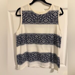 Old Navy Navy and White Geometric Tank Top